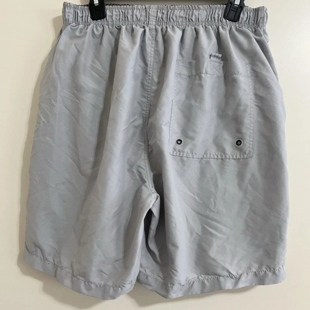 Palmwave‎ Mens Swim Trunks XL Gray Mesh Lined Beach Pool Vacation Elastic Waist